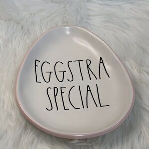 Rae Dunn 'EGGSTRA SPECIAL' Ceramic Plate - Pink & White